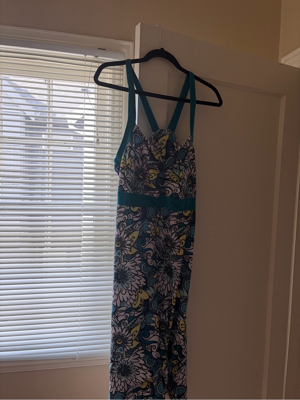 Teal Strappy Floral Maxi Dress